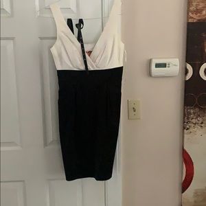 Black and white Express dress with waist belt